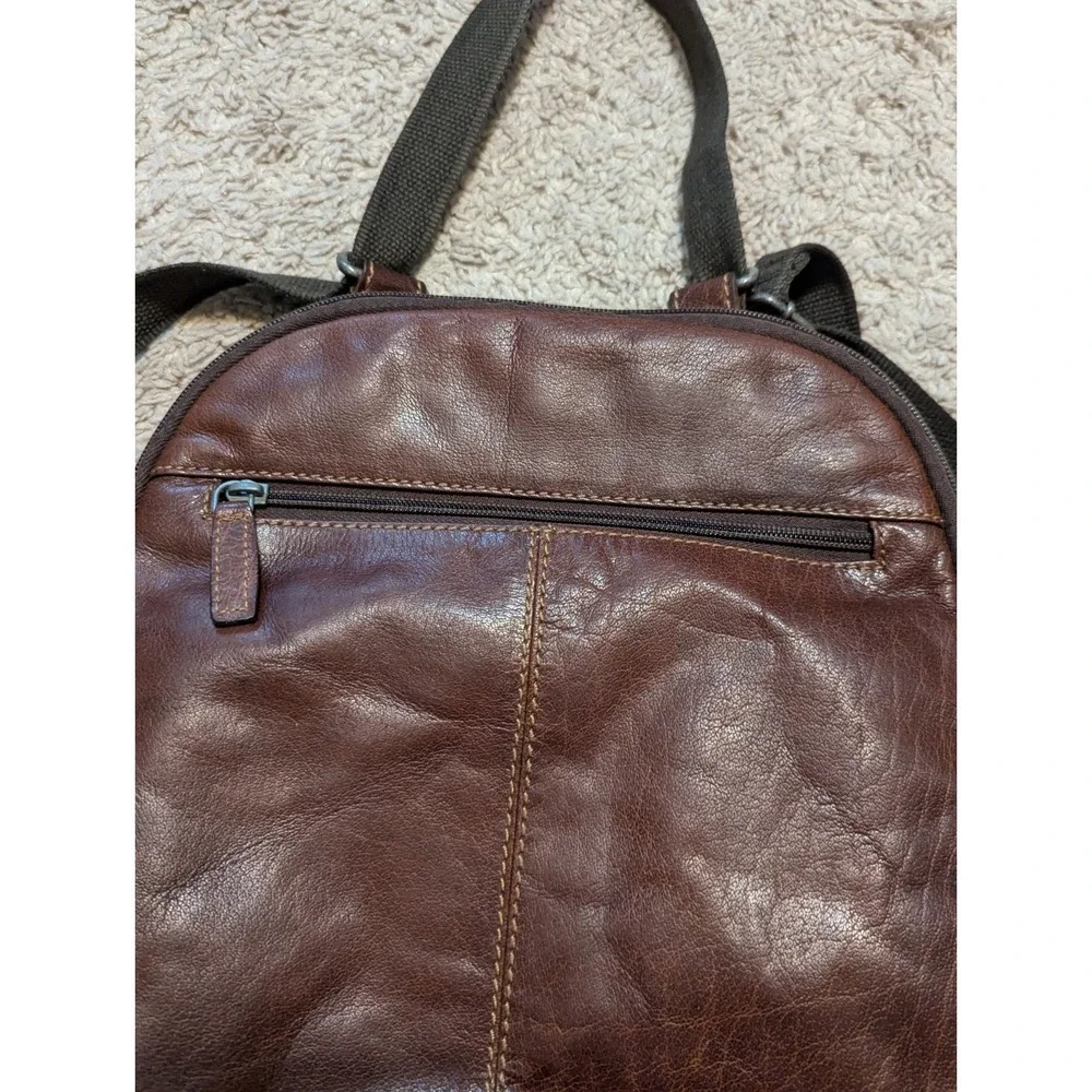 Jack Georges Voyager Convertible Backpack Crossbody Bag Brown Leather 12